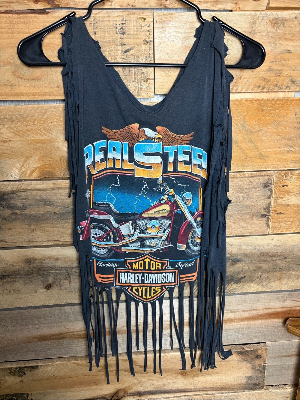 Harley-Davidson Black 'Real Steel' Fringe Tank Top